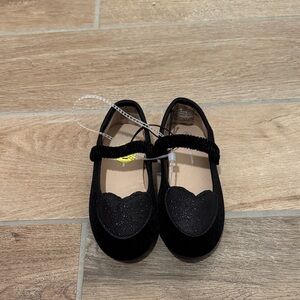 Black Heart Kids Shoes-Velvet Mary Jane’s with glitter hearts!